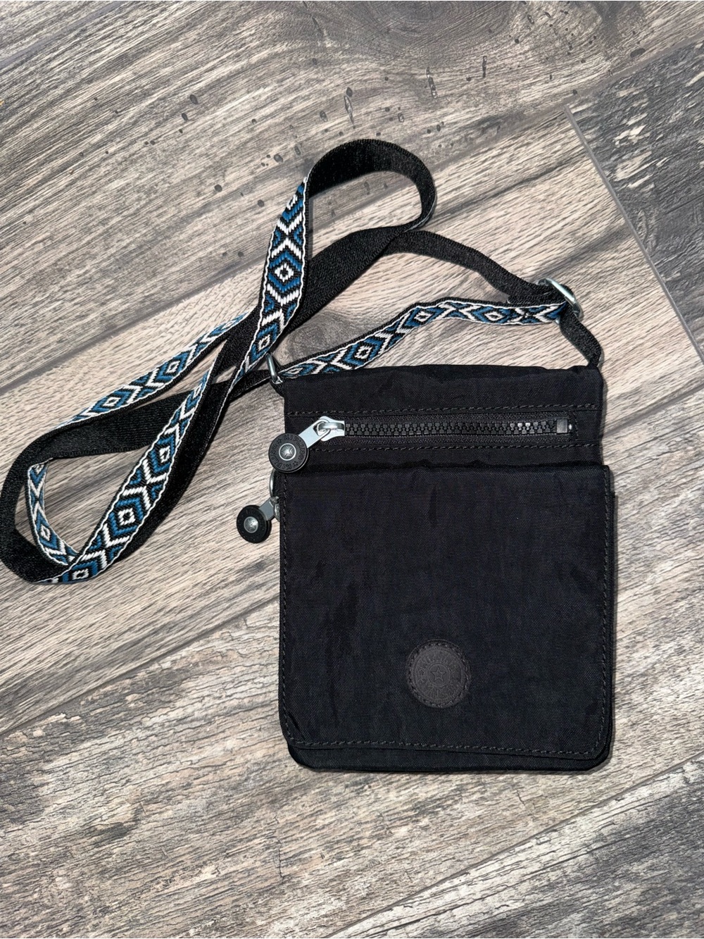 Kipling Eldorado Mini Crossbody Bag Purse-Black-Adjustable Strap-Nylon Canvas